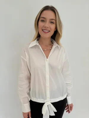 Tie Waistband Blouse - White