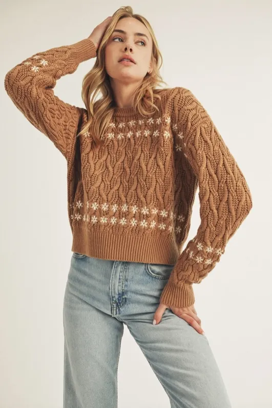 To The Mountains Cable Knit Sweater