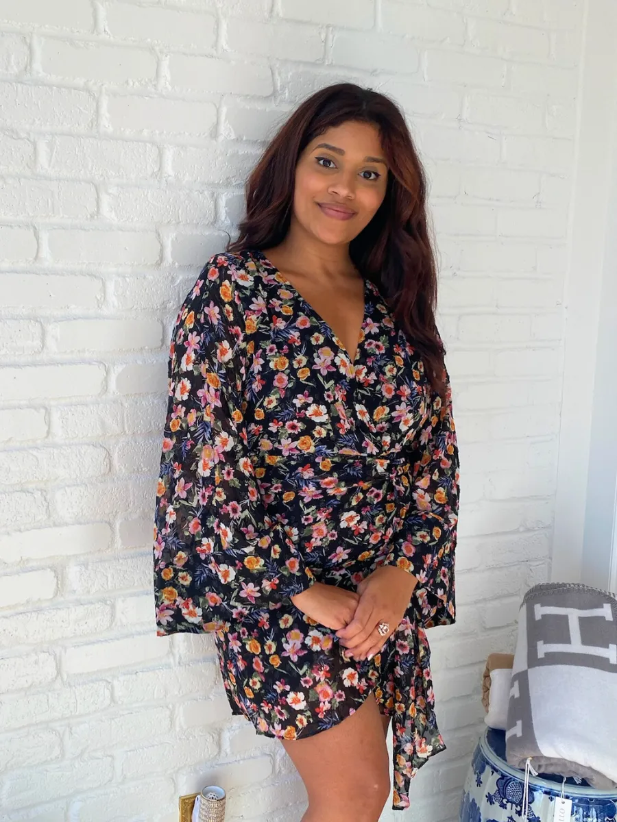Viviana Floral Wrap Mini Dress
