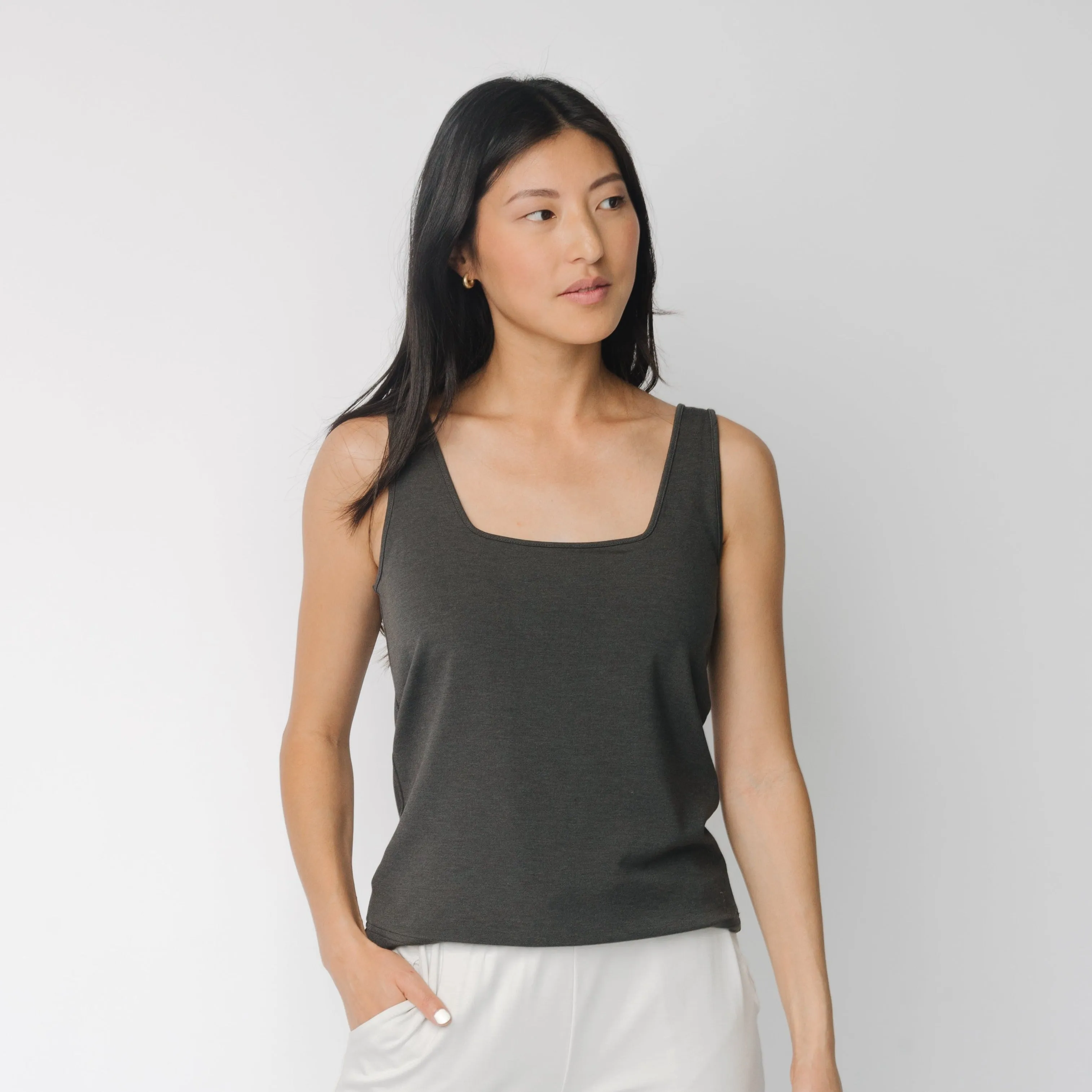 Women's Brushed Bamboo Square Neck Tank