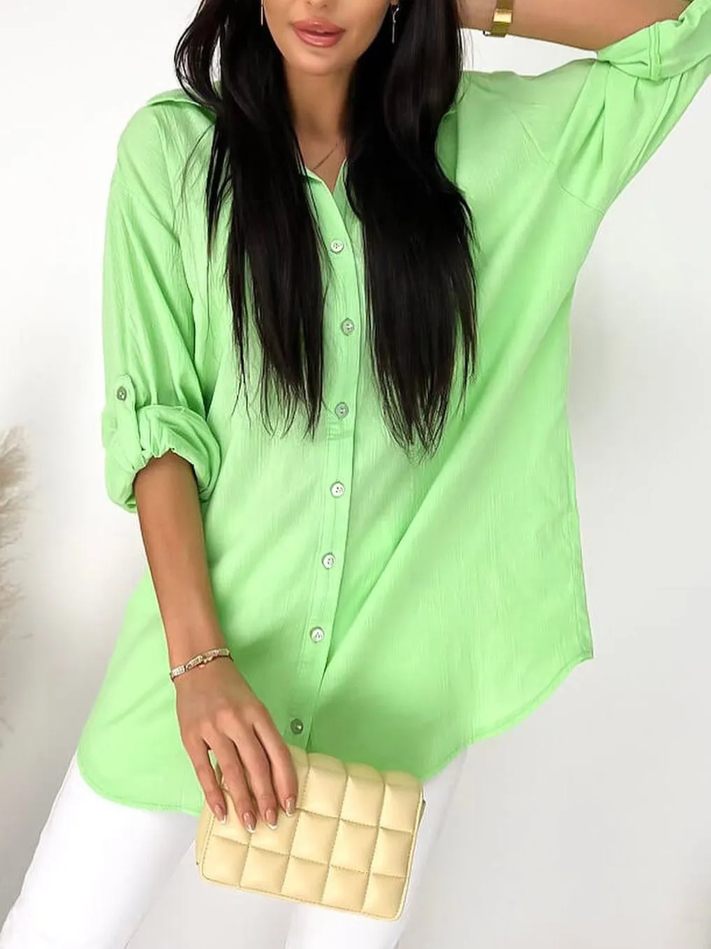 Women's Casual Solid Color Button Front Blouse