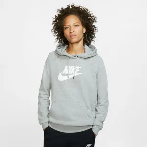 Womens Nike Sportswear Essential Hoodie - DK GREY HEATHER/WHITE
