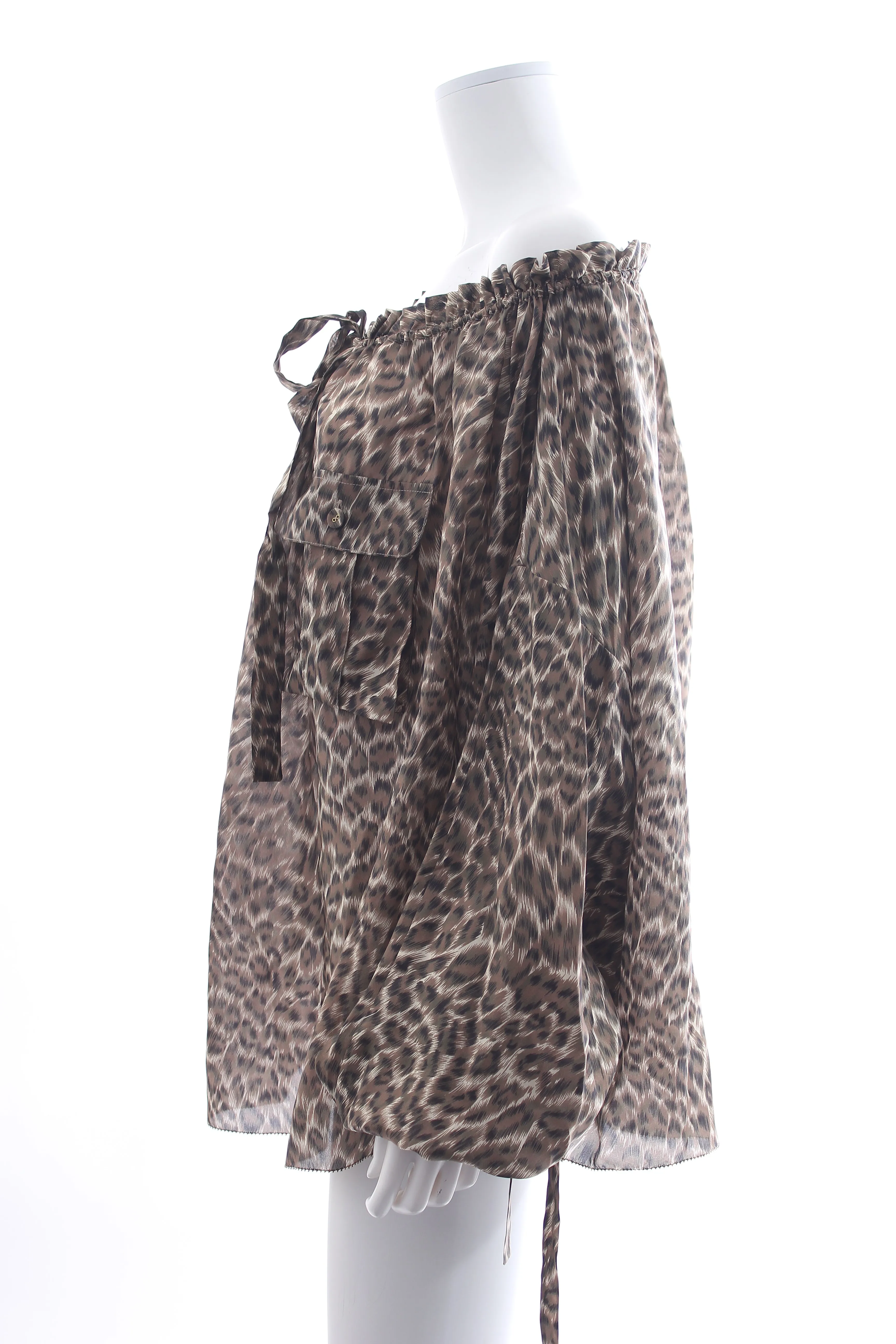 Zimmermann Suraya Leopard Printed Silk Off-the-shoulder Blouse